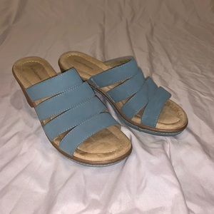 Blue slide on shoes
